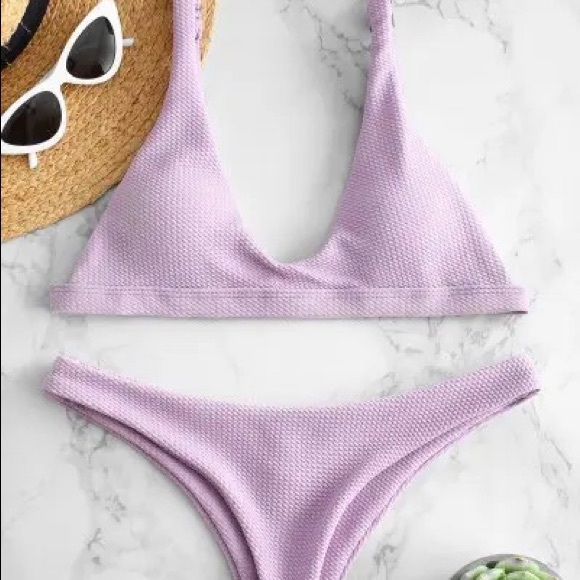 NWT Zaful Scoop Neck Lilac Two Piece Bikini - Picture 7 of 7